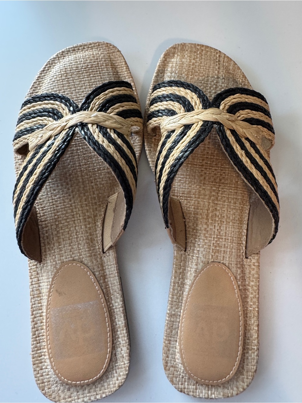 DV by Dolce Vita Black and Natural Braided Slide Sandals
